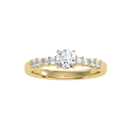 Solitaire ring with accent stones .71 ct