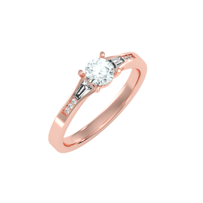 Solitaire ring with accent stones .80 ct