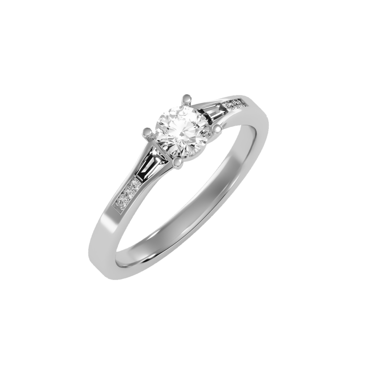 Solitaire ring with accent stones .80 ct
