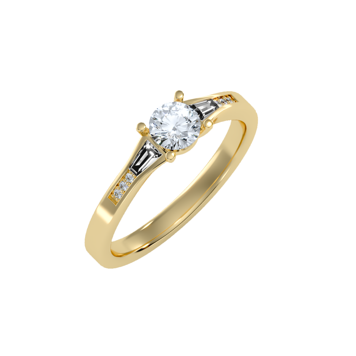 Solitaire ring with accent stones .80 ct