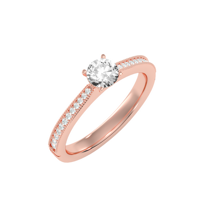 Solitaire ring with accent stones .53 ct