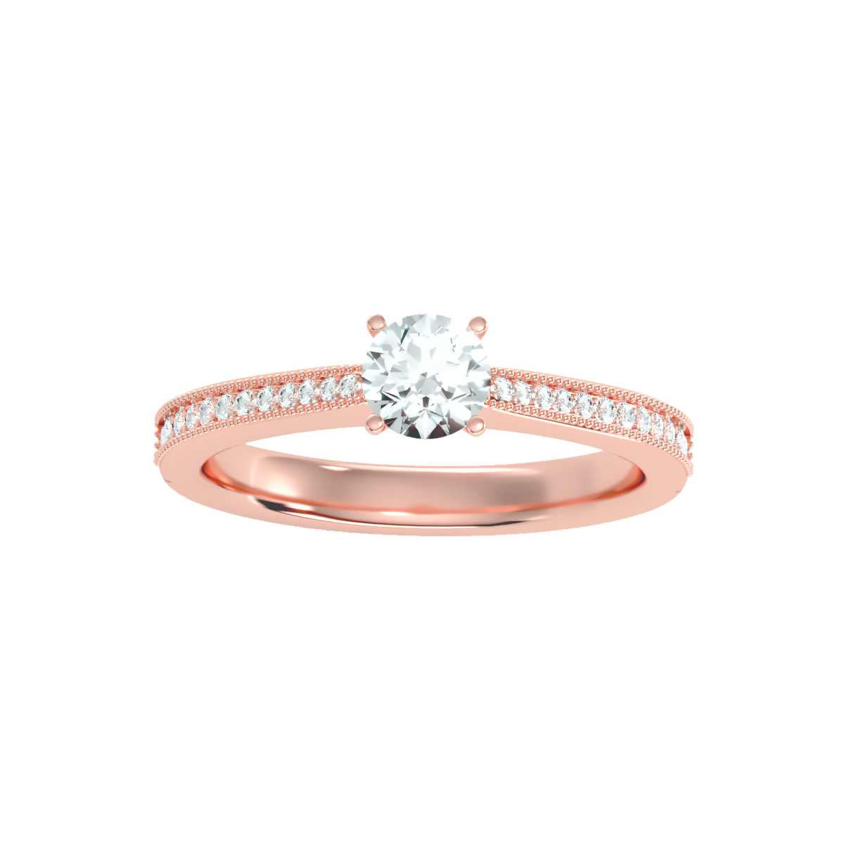 Solitaire ring with accent stones .53 ct