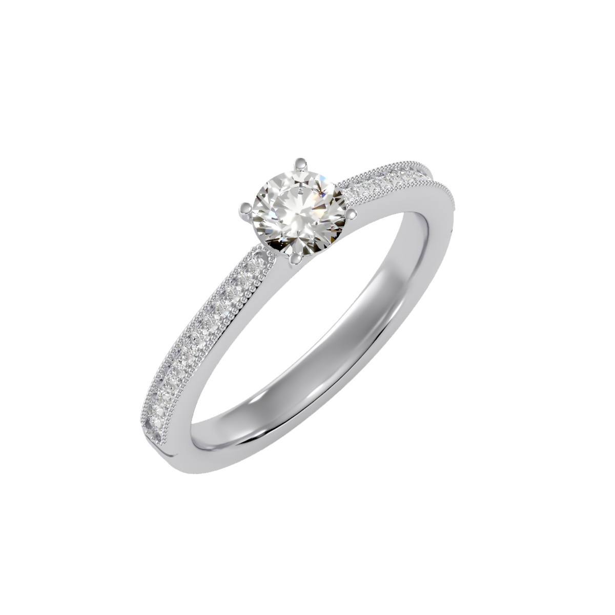 Solitaire ring with accent stones .53 ct