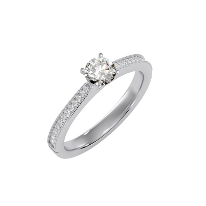 Solitaire ring with accent stones .53 ct