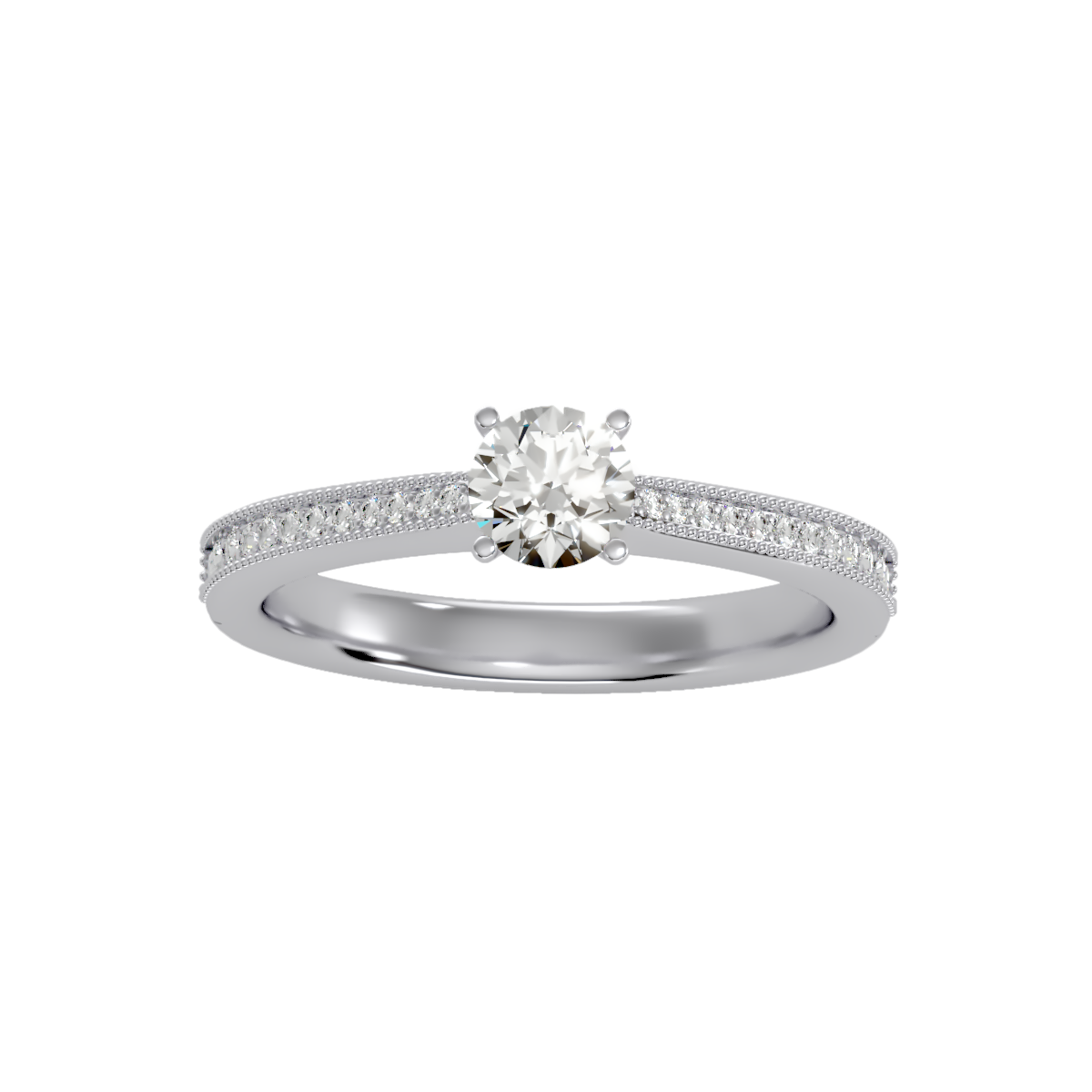 Solitaire ring with accent stones .53 ct