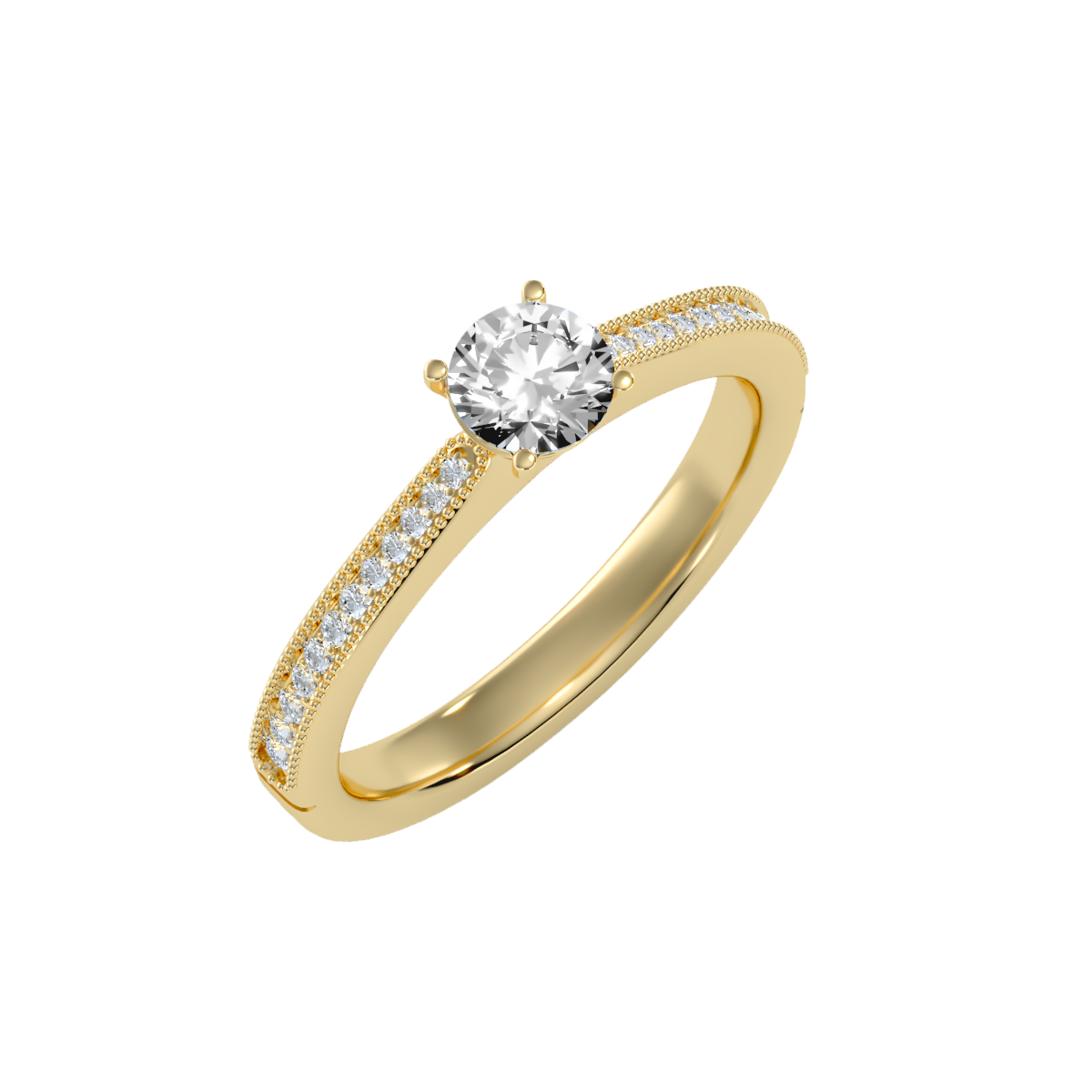 Solitaire ring with accent stones .53 ct