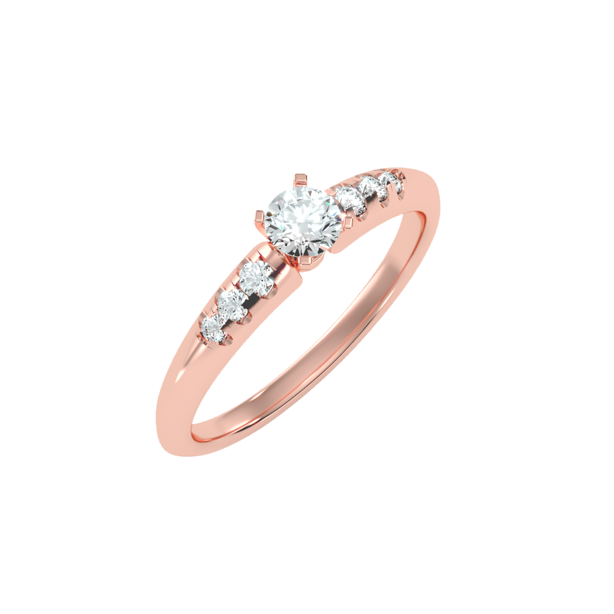 Solitaire ring with accent stones .41 ct