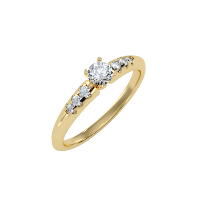 Solitaire ring with accent stones .41 ct