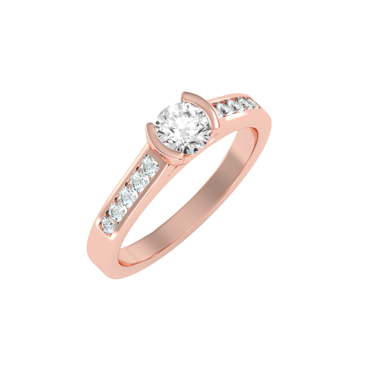 Solitaire ring with accent stones .77
