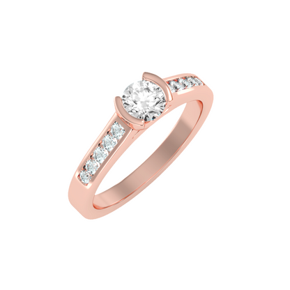 Solitaire ring with accent stones .77
