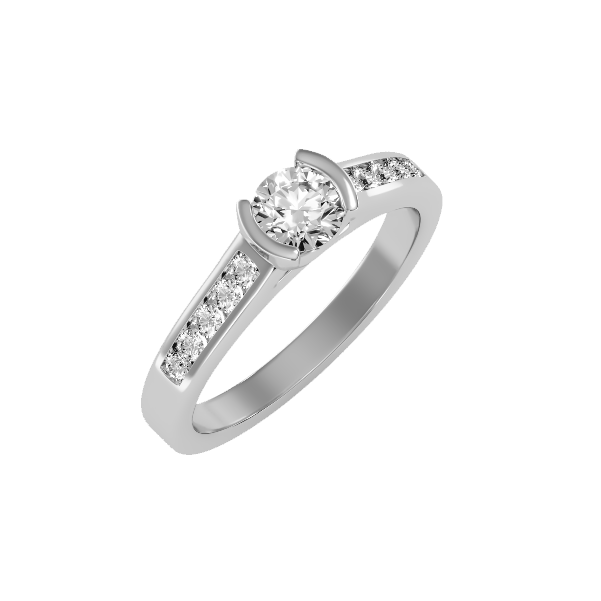 Solitaire ring with accent stones .77