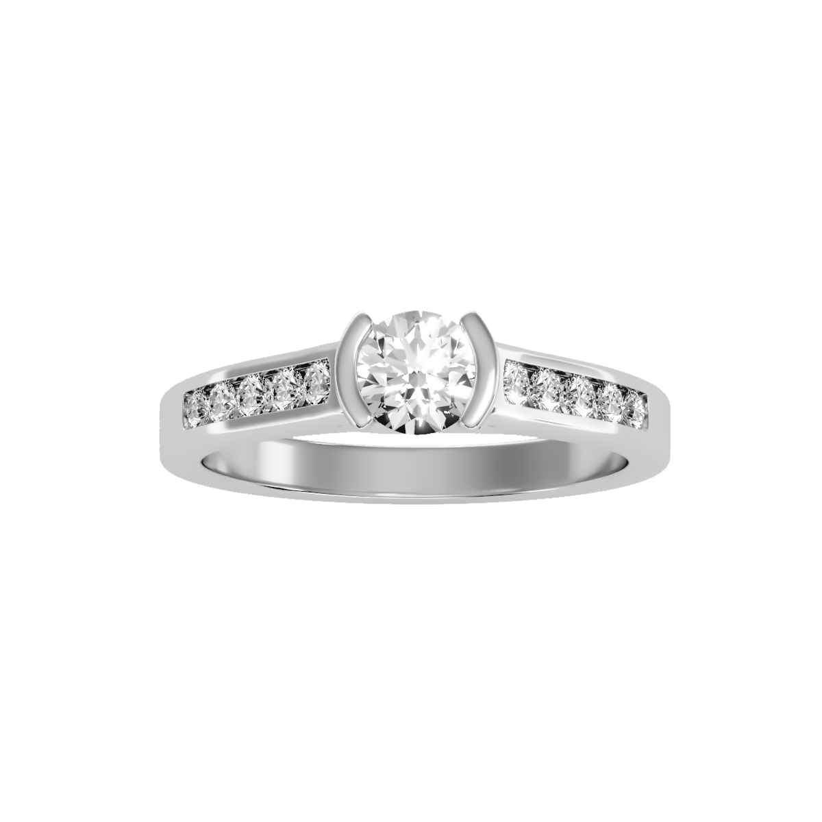 Solitaire ring with accent stones .77