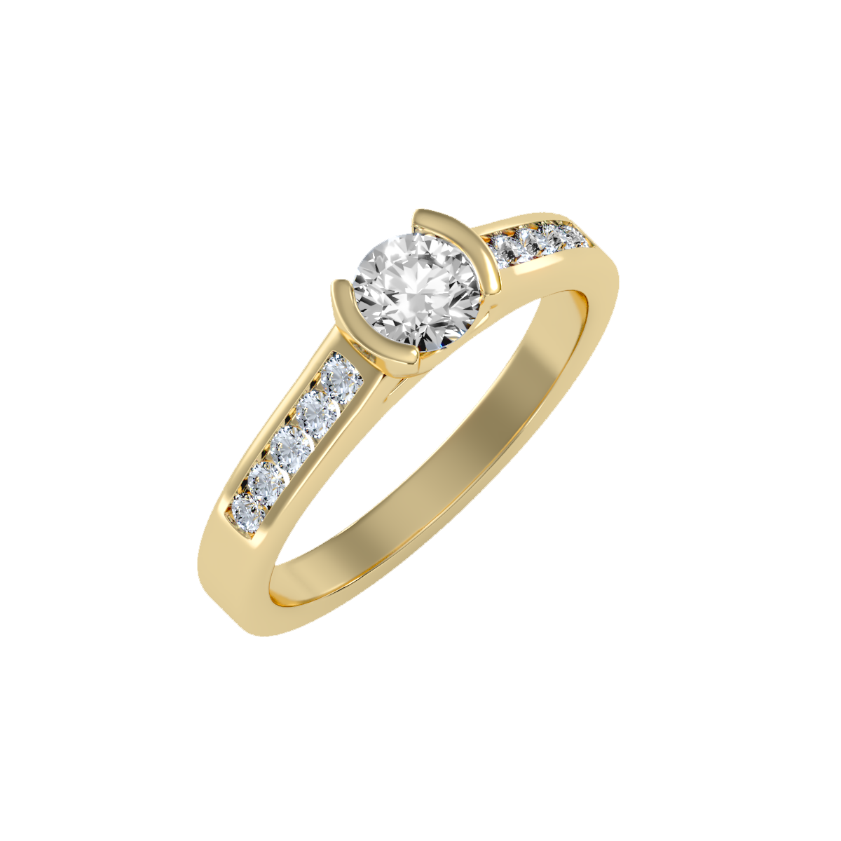 Solitaire ring with accent stones .77