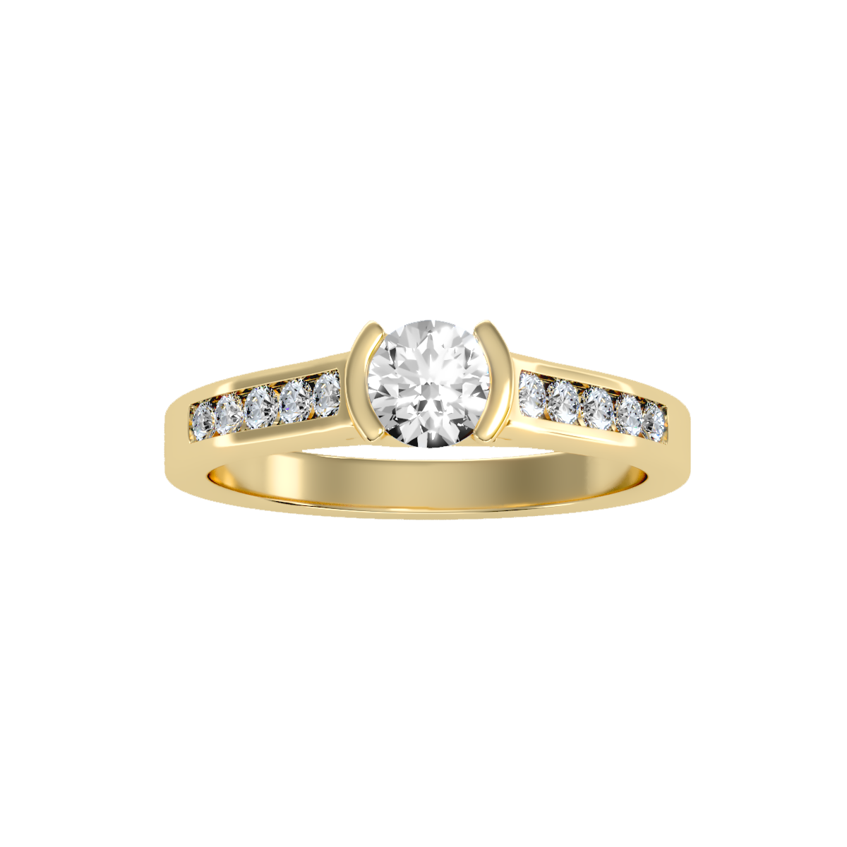 Solitaire ring with accent stones .77