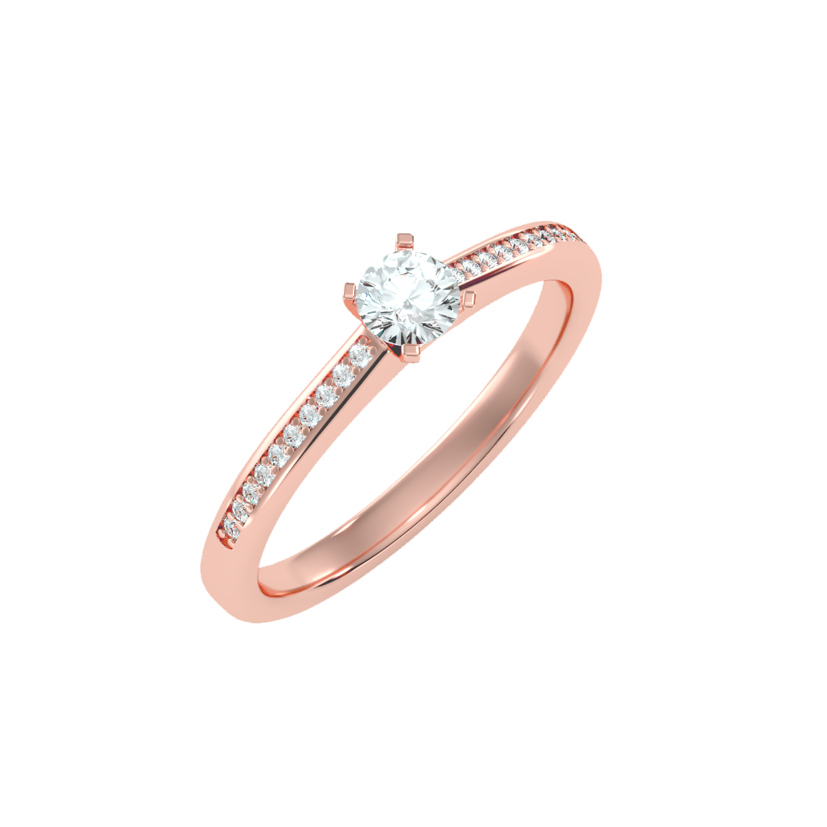 Solitaire ring with accent stones .35 ct