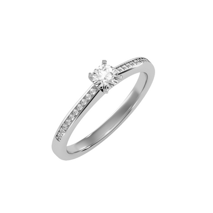 Solitaire ring with accent stones .35 ct