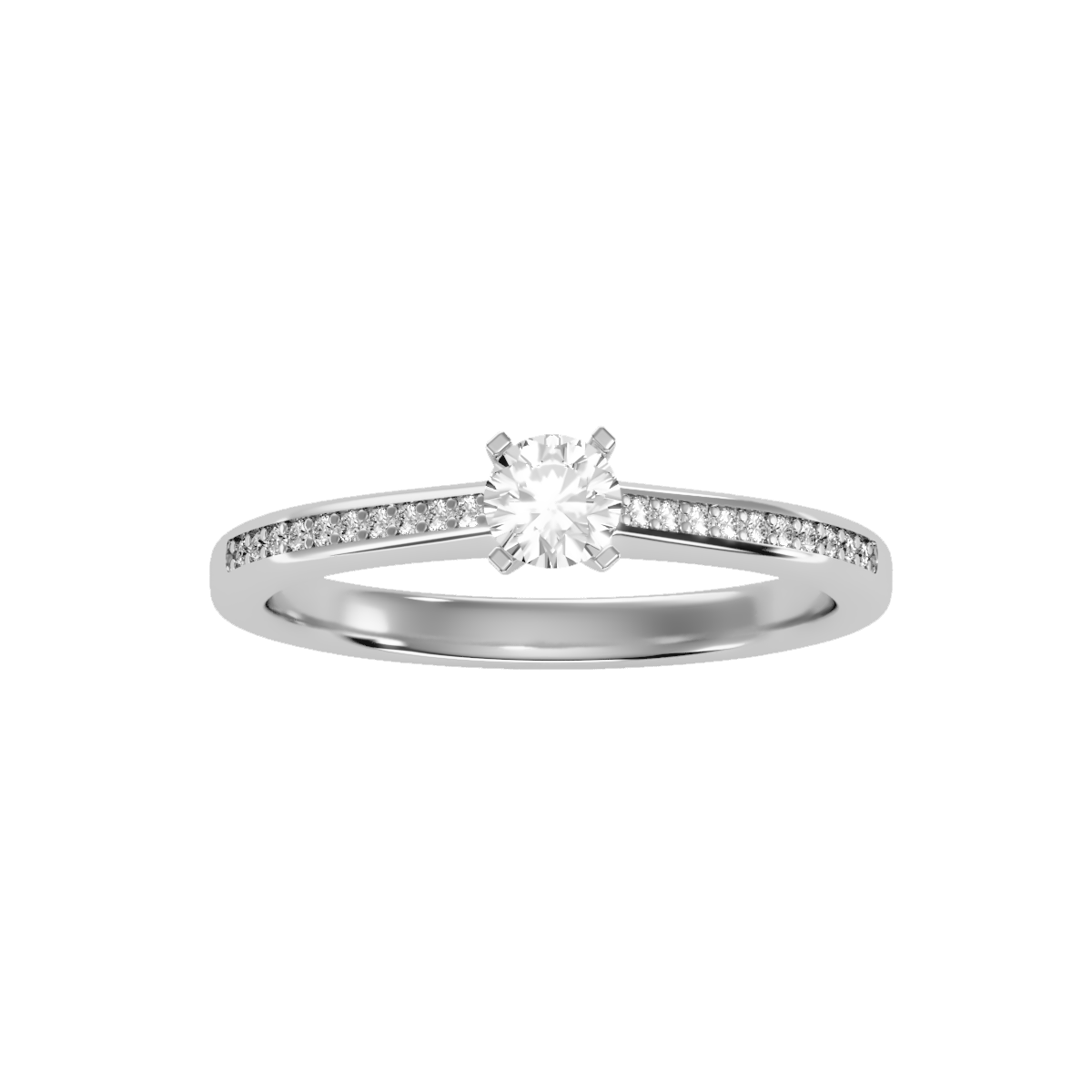 Solitaire ring with accent stones .35 ct