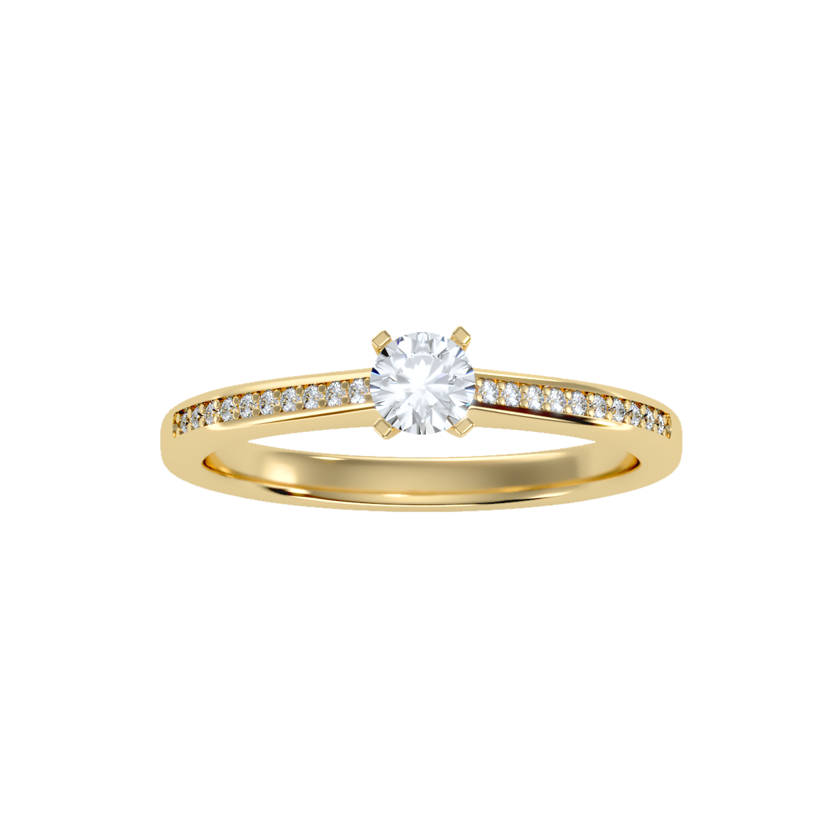 Solitaire ring with accent stones .35 ct