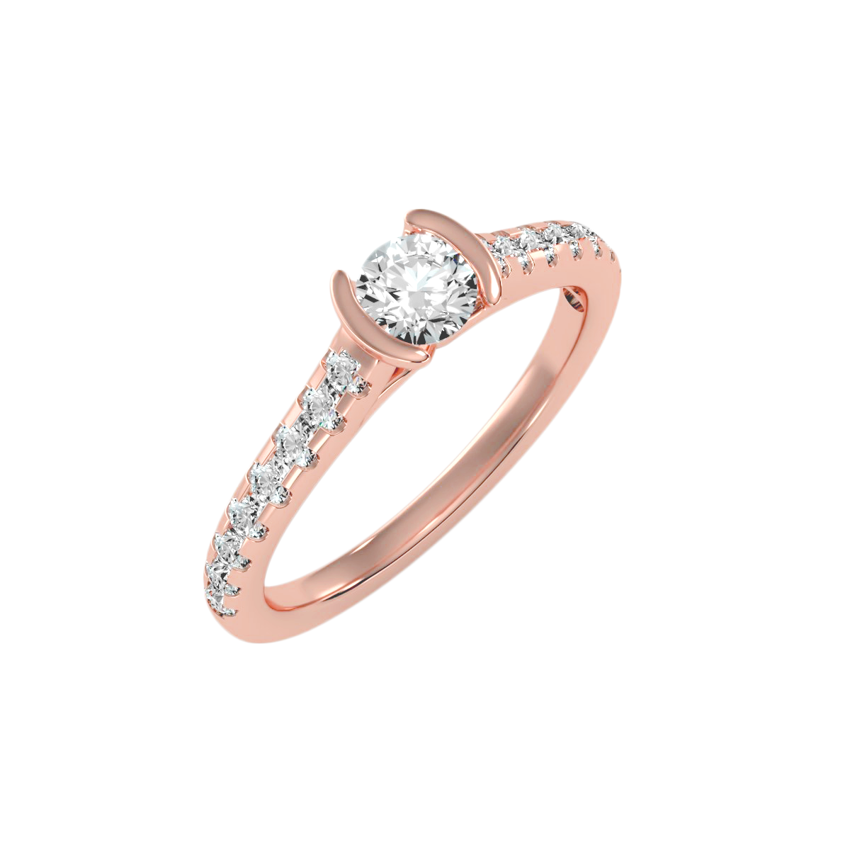 Solitaire ring with accent stones .81 ct