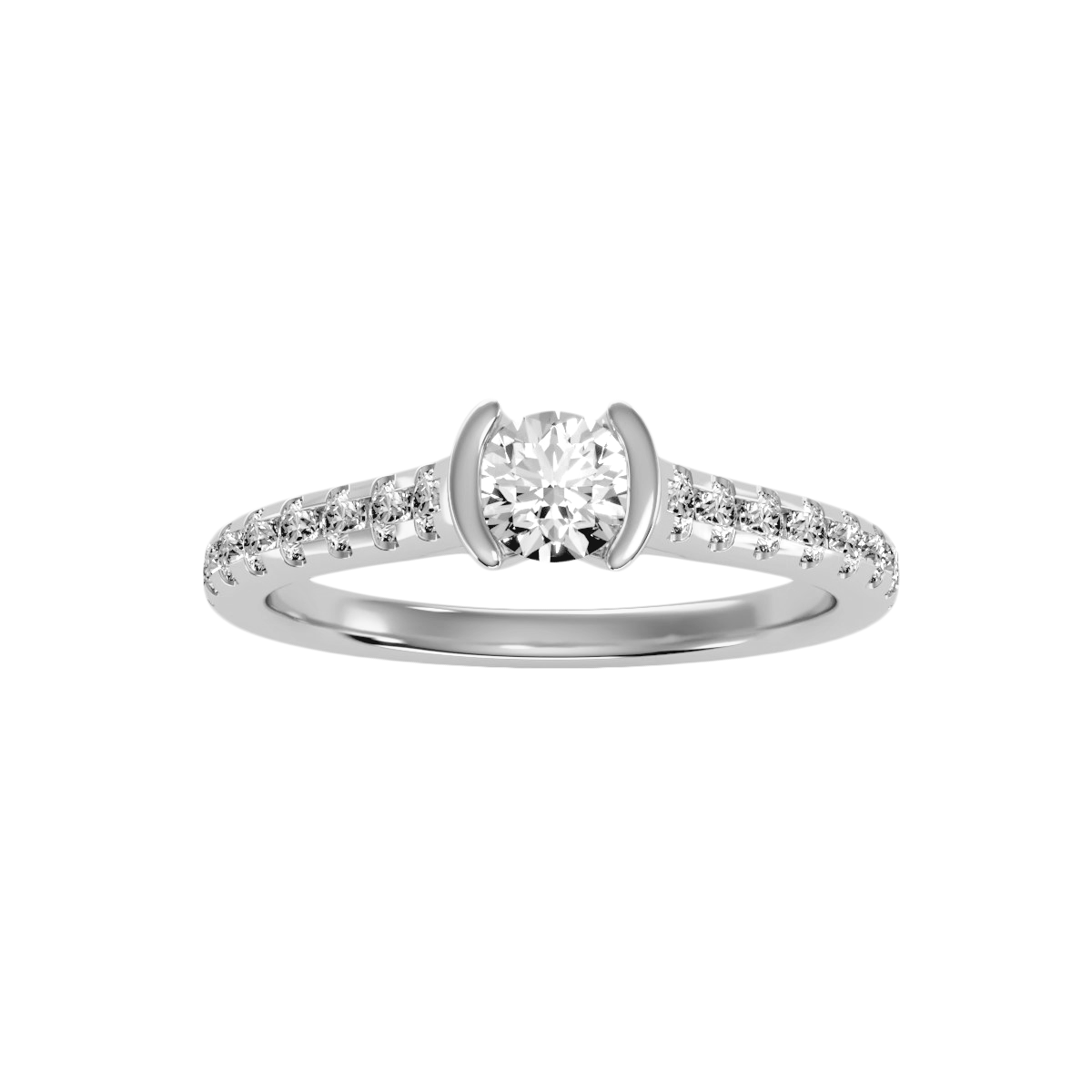 Solitaire ring with accent stones .81 ct