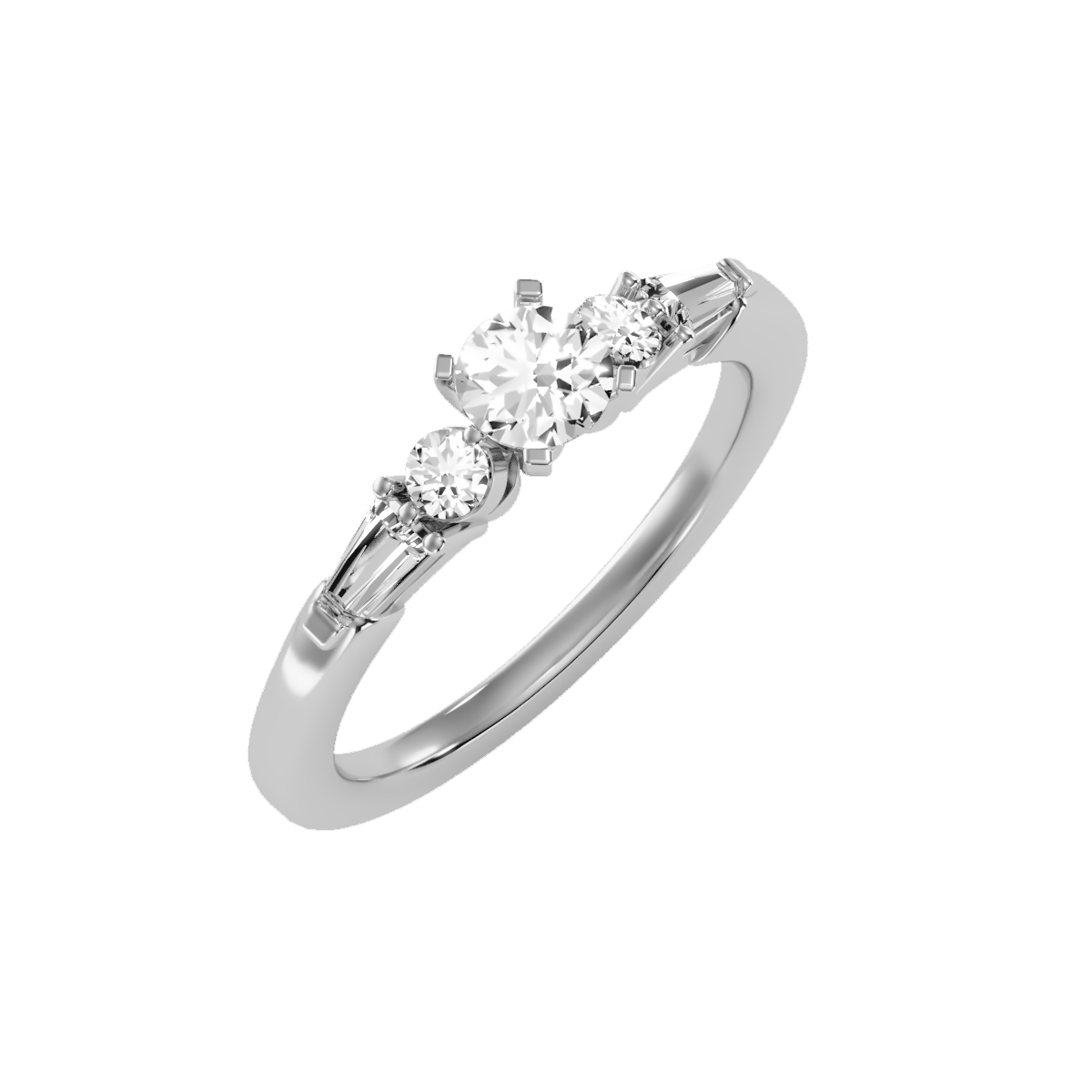 Solitaire ring with accent stones .89 ct