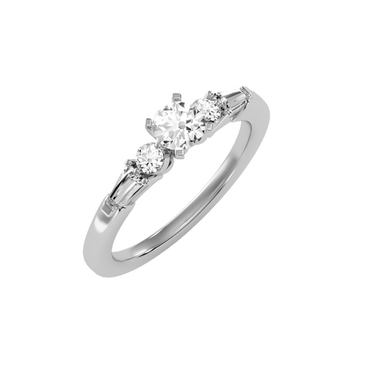 Solitaire ring with accent stones .89 ct