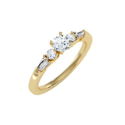 Solitaire ring with accent stones .89 ct