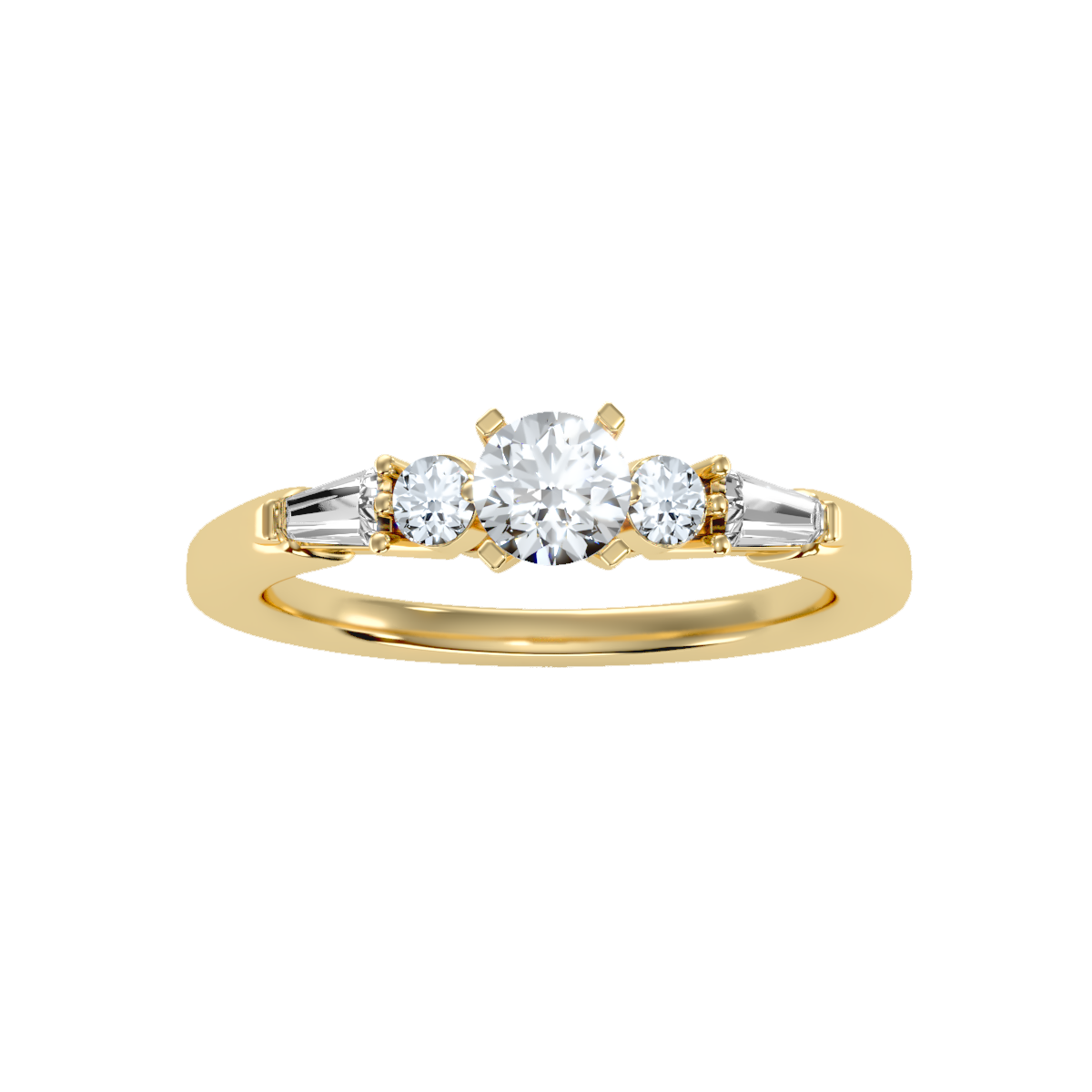 Solitaire ring with accent stones .89 ct
