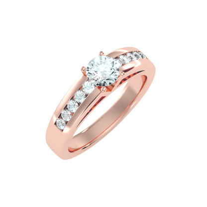 Solitaire ring with accent stones .89 ct