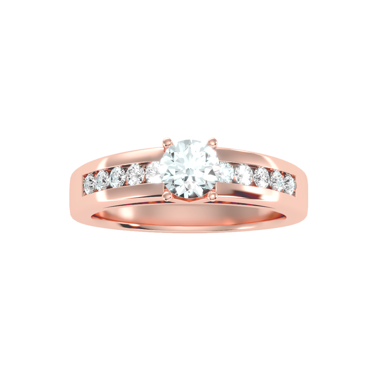 Solitaire ring with accent stones .89 ct