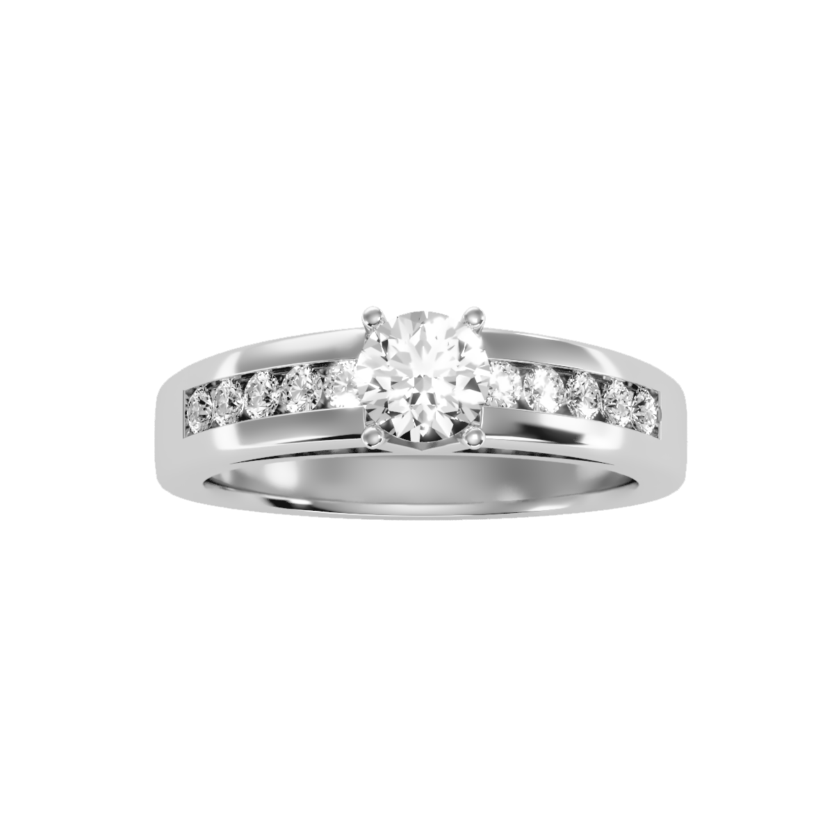 Solitaire ring with accent stones .89 ct