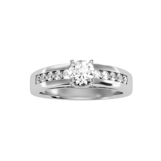 Solitaire ring with accent stones .89 ct