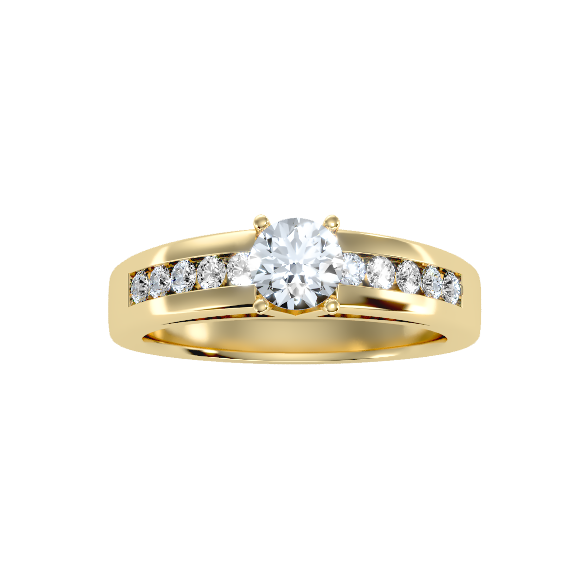 Solitaire ring with accent stones .89 ct