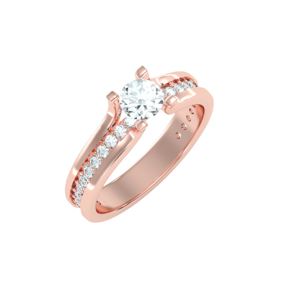 Solitaire ring with accent stones .97 ct
