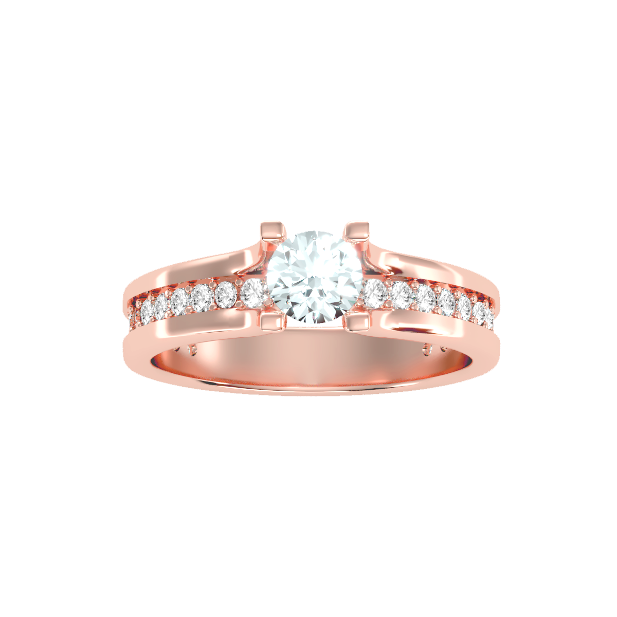 Solitaire ring with accent stones .97 ct