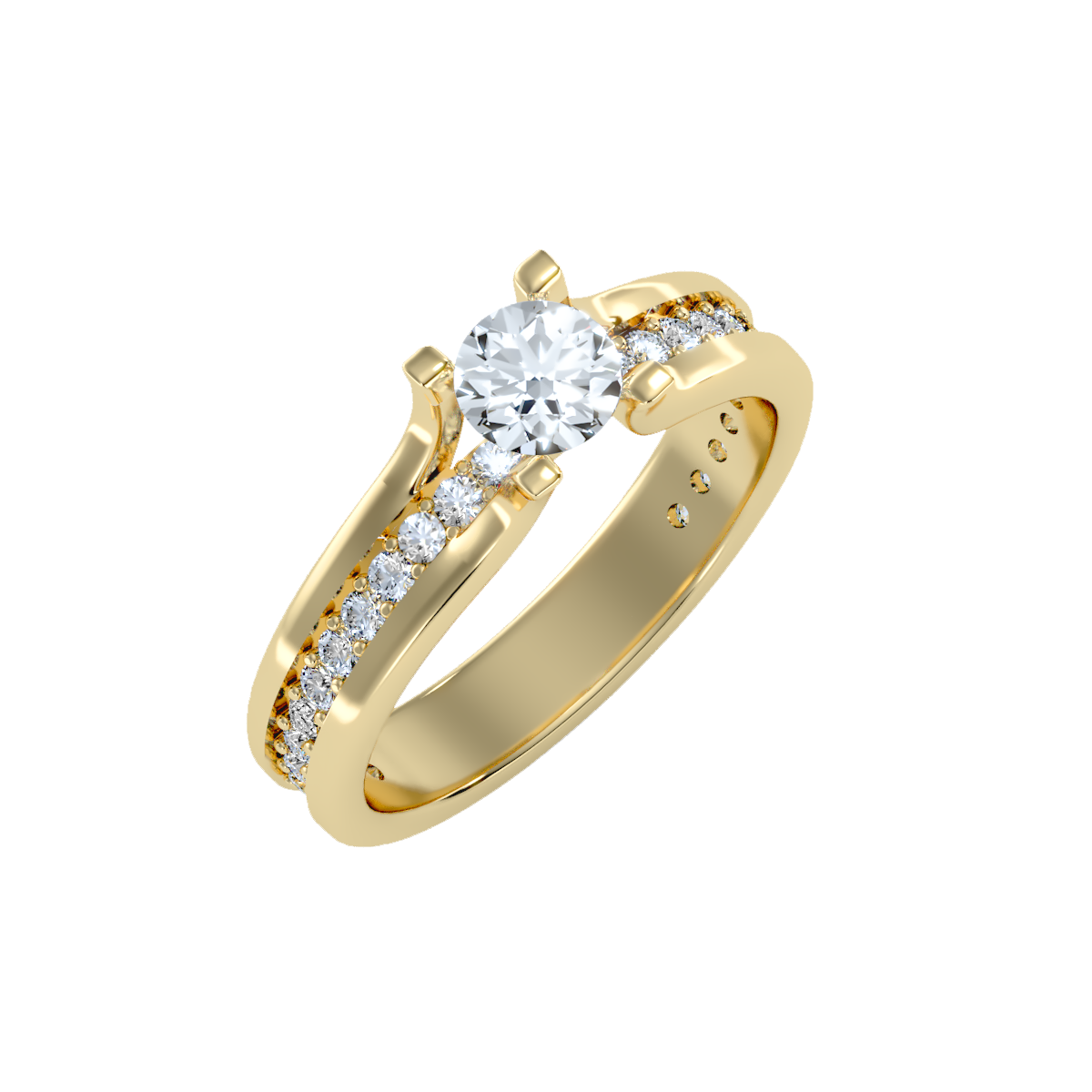 Solitaire ring with accent stones .97 ct