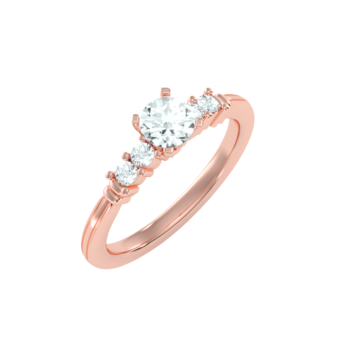Solitaire ring with accent stones .77 ct