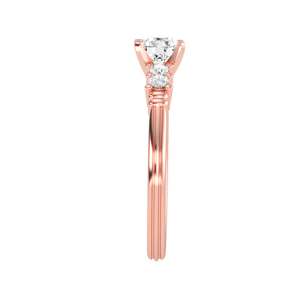 Solitaire ring with accent stones .77 ct