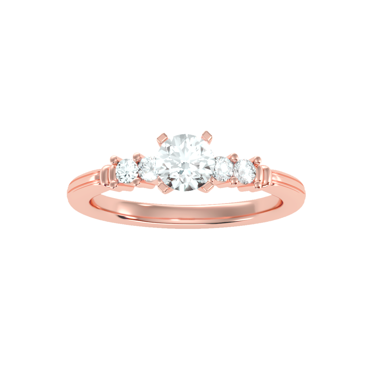 Solitaire ring with accent stones .77 ct