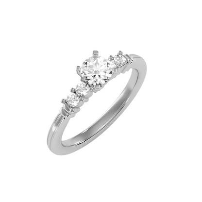 Solitaire ring with accent stones .77 ct