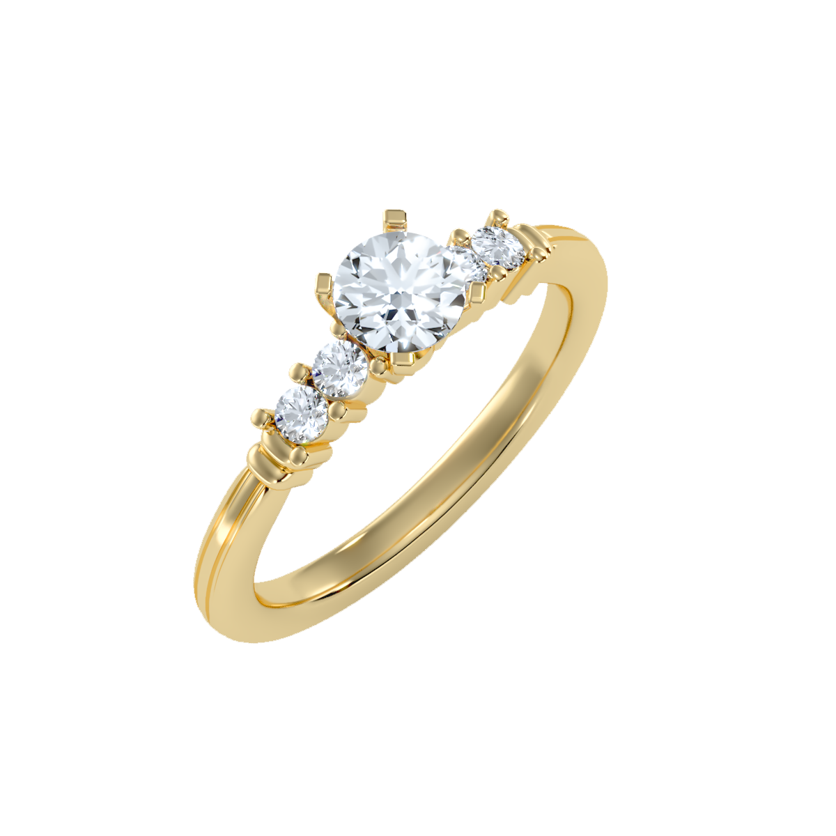Solitaire ring with accent stones .77 ct