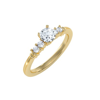 Solitaire ring with accent stones .77 ct