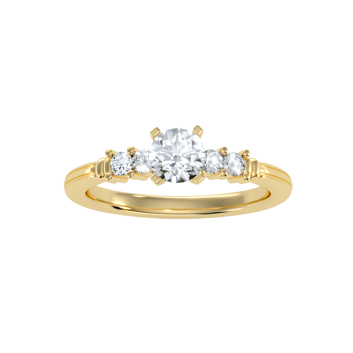 Solitaire ring with accent stones .77 ct