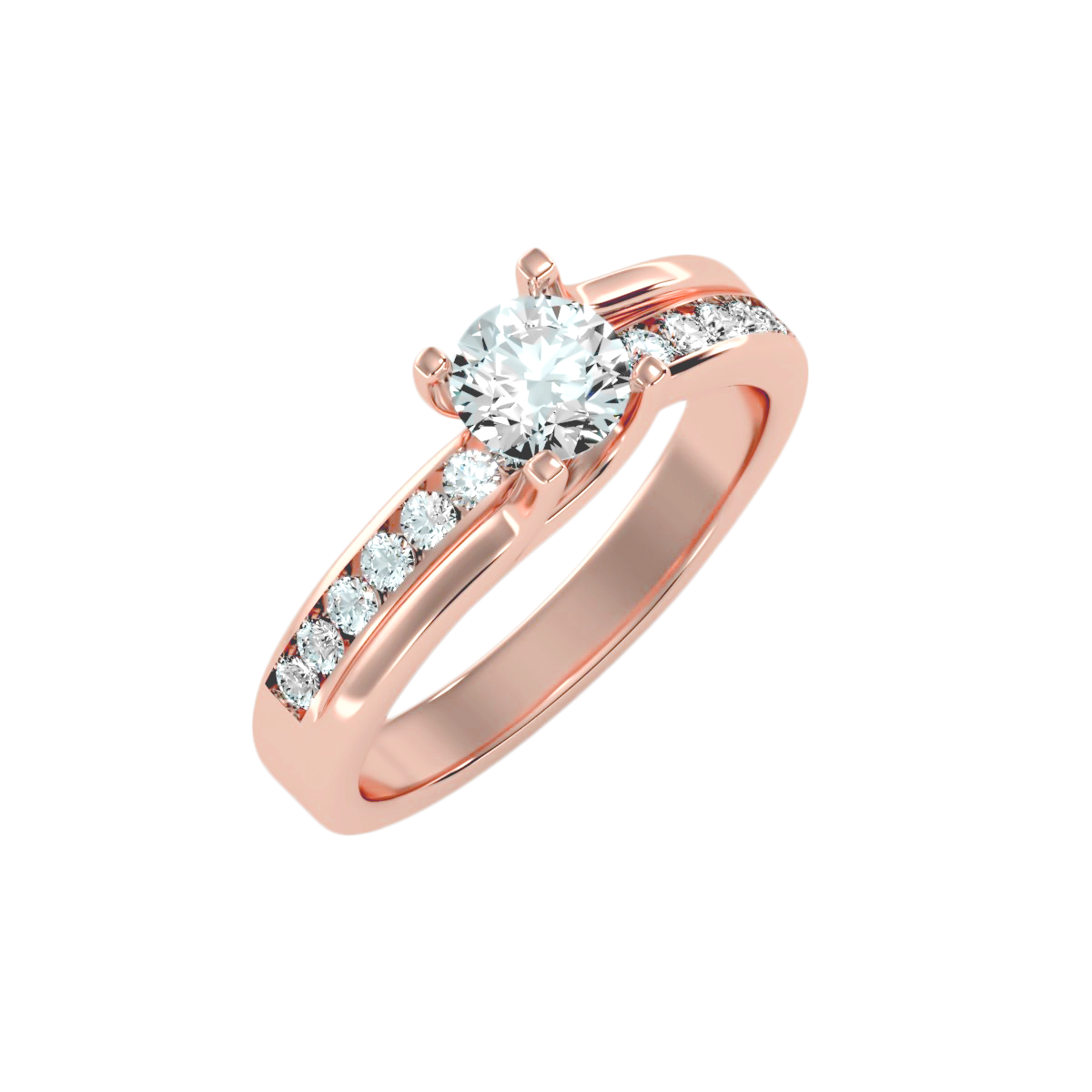 Solitaire ring with accent stones .96 ct