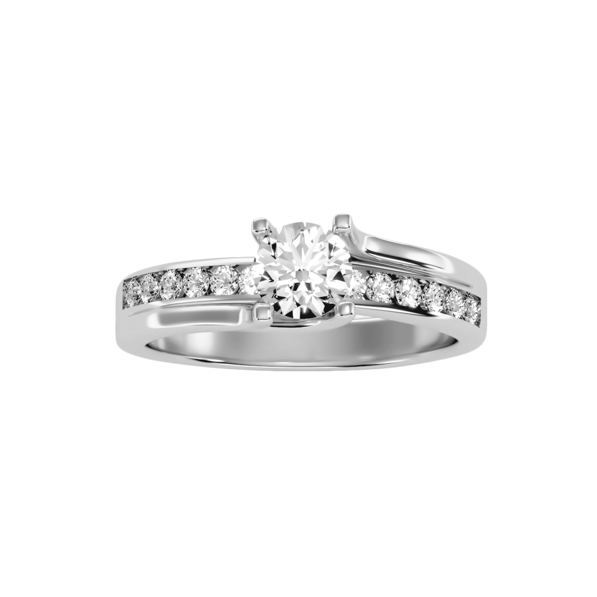 Solitaire ring with accent stones .96 ct