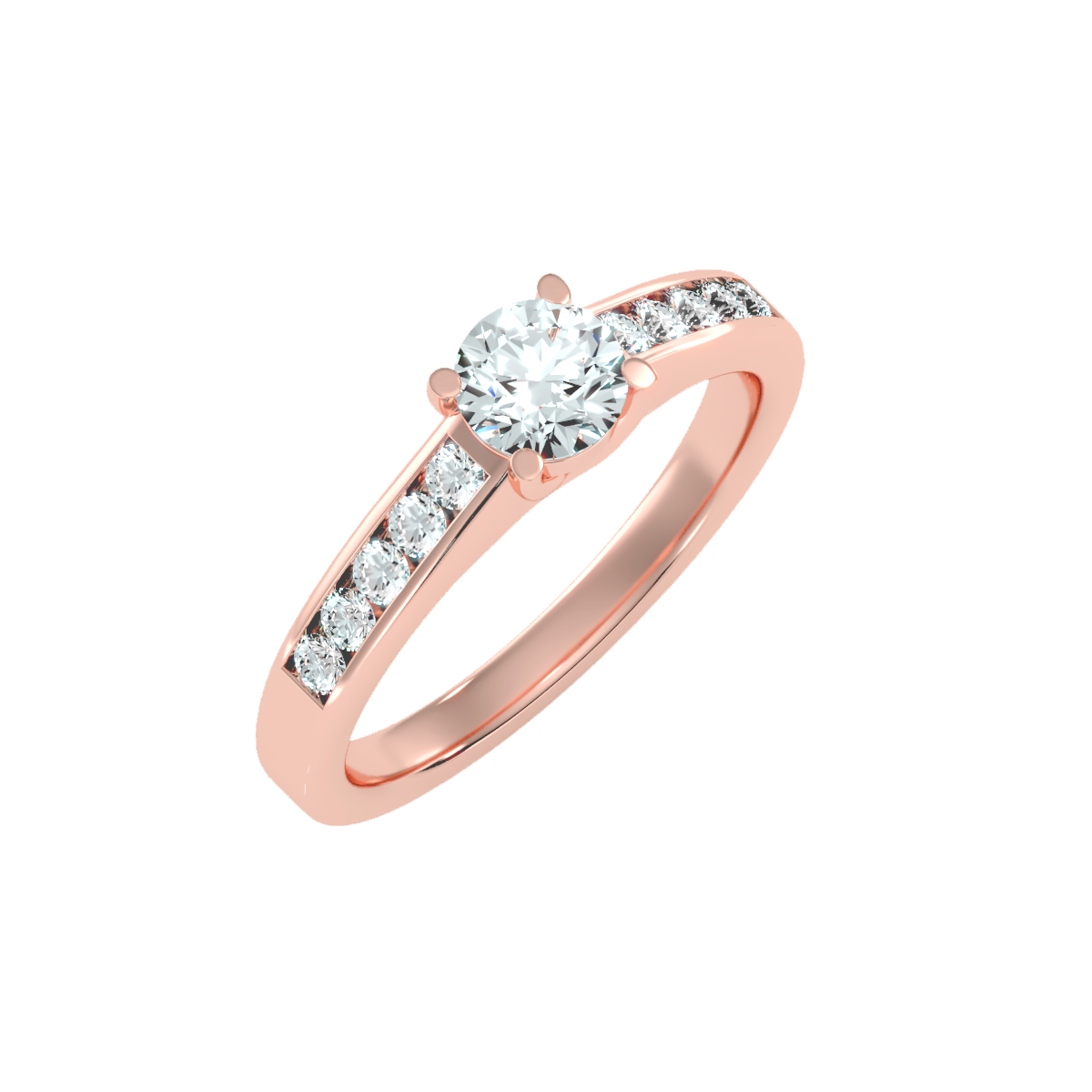 Solitaire ring with accent stones .89 ct