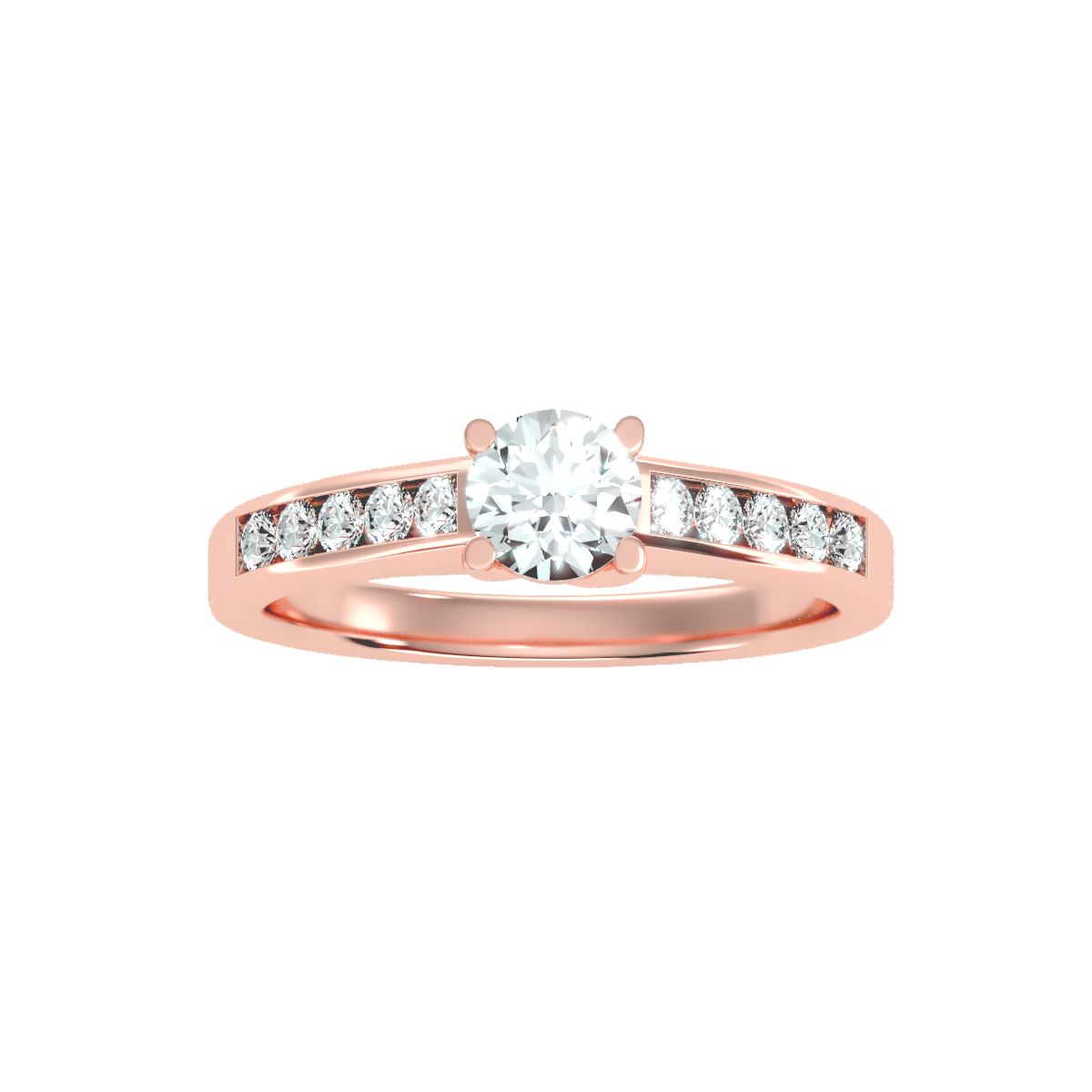 Solitaire ring with accent stones .89 ct