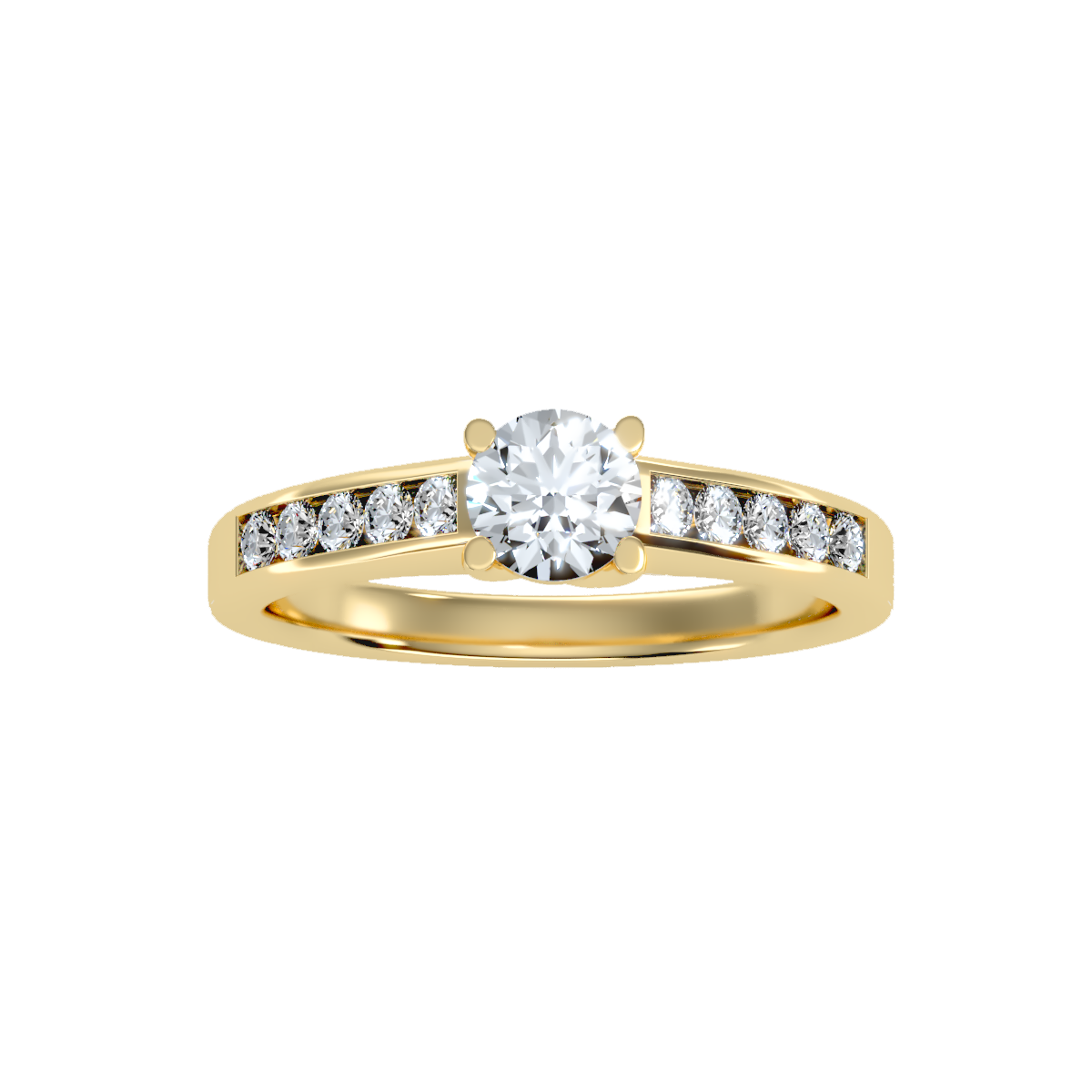 Solitaire ring with accent stones .89 ct