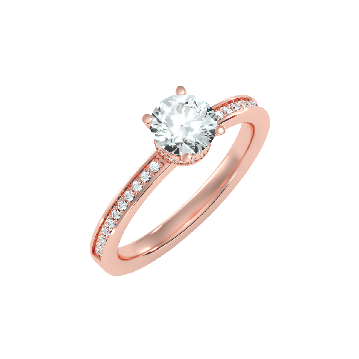 Solitaire ring with accent stones .78 ct