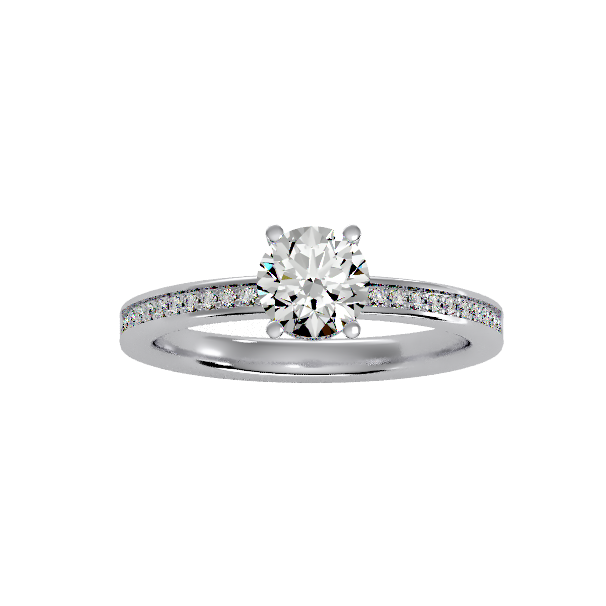 Solitaire ring with accent stones .78 ct